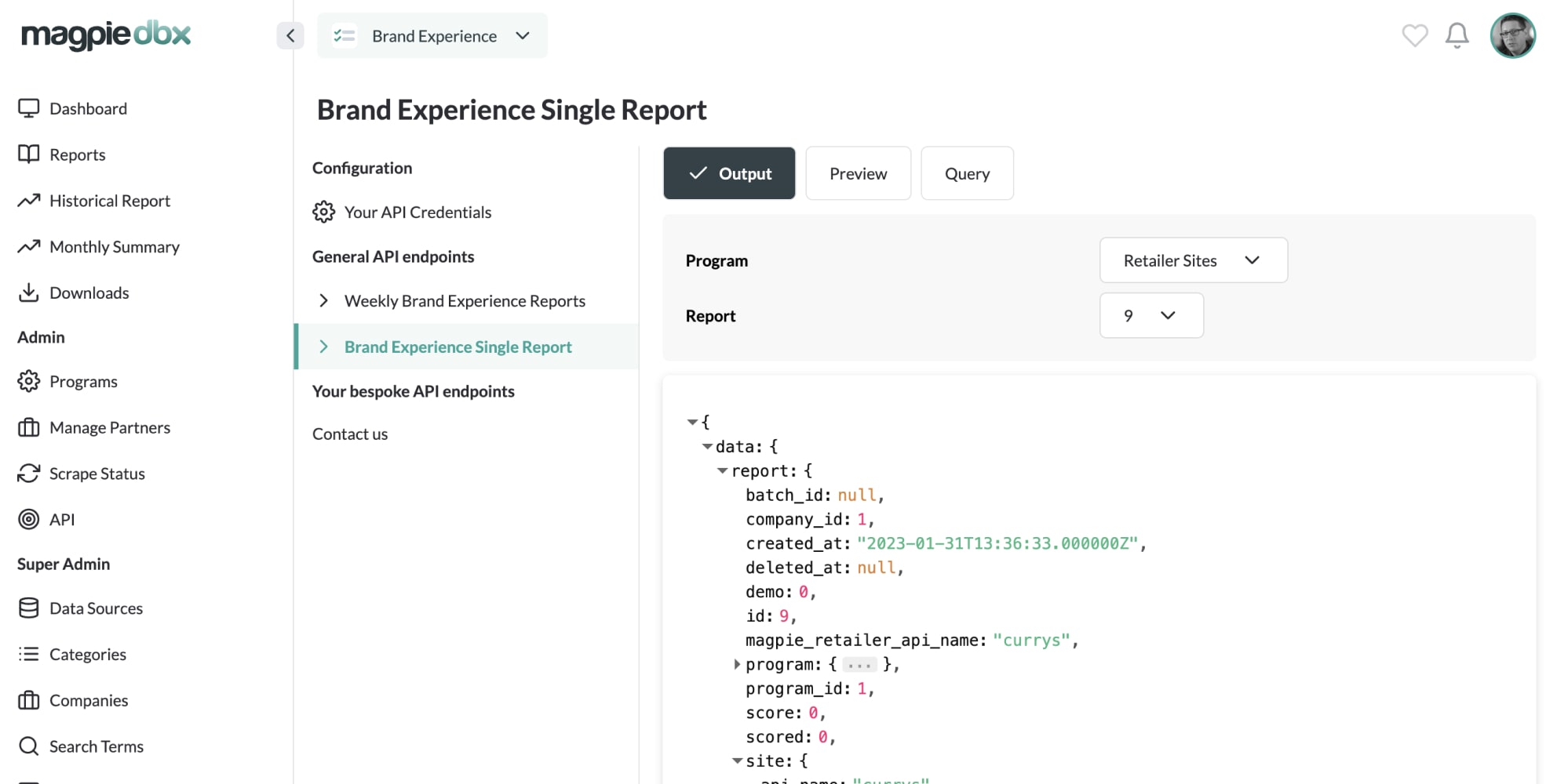 Export data however you need it from Magpie DBX